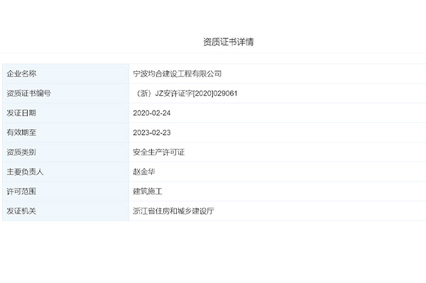 热烈祝贺我司均合建设获得安全生产许可证